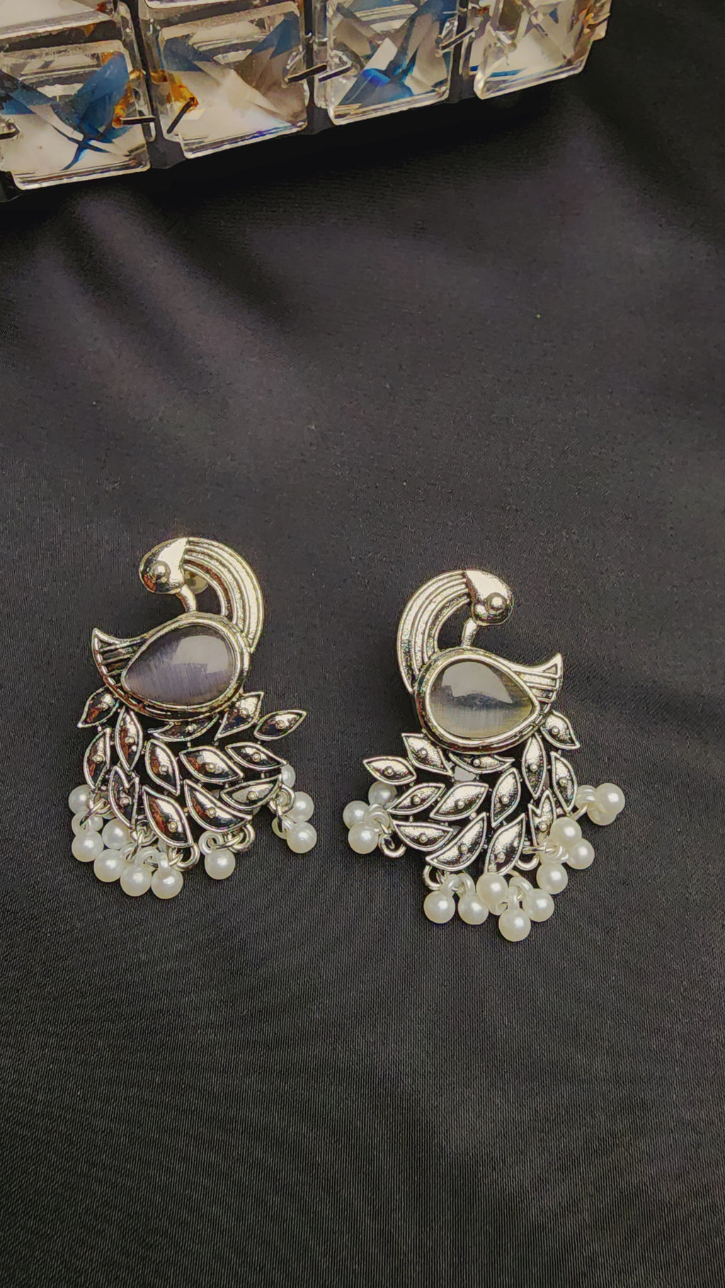 OXIDIZED PEACOCK MULTI POLKI AND PEARL