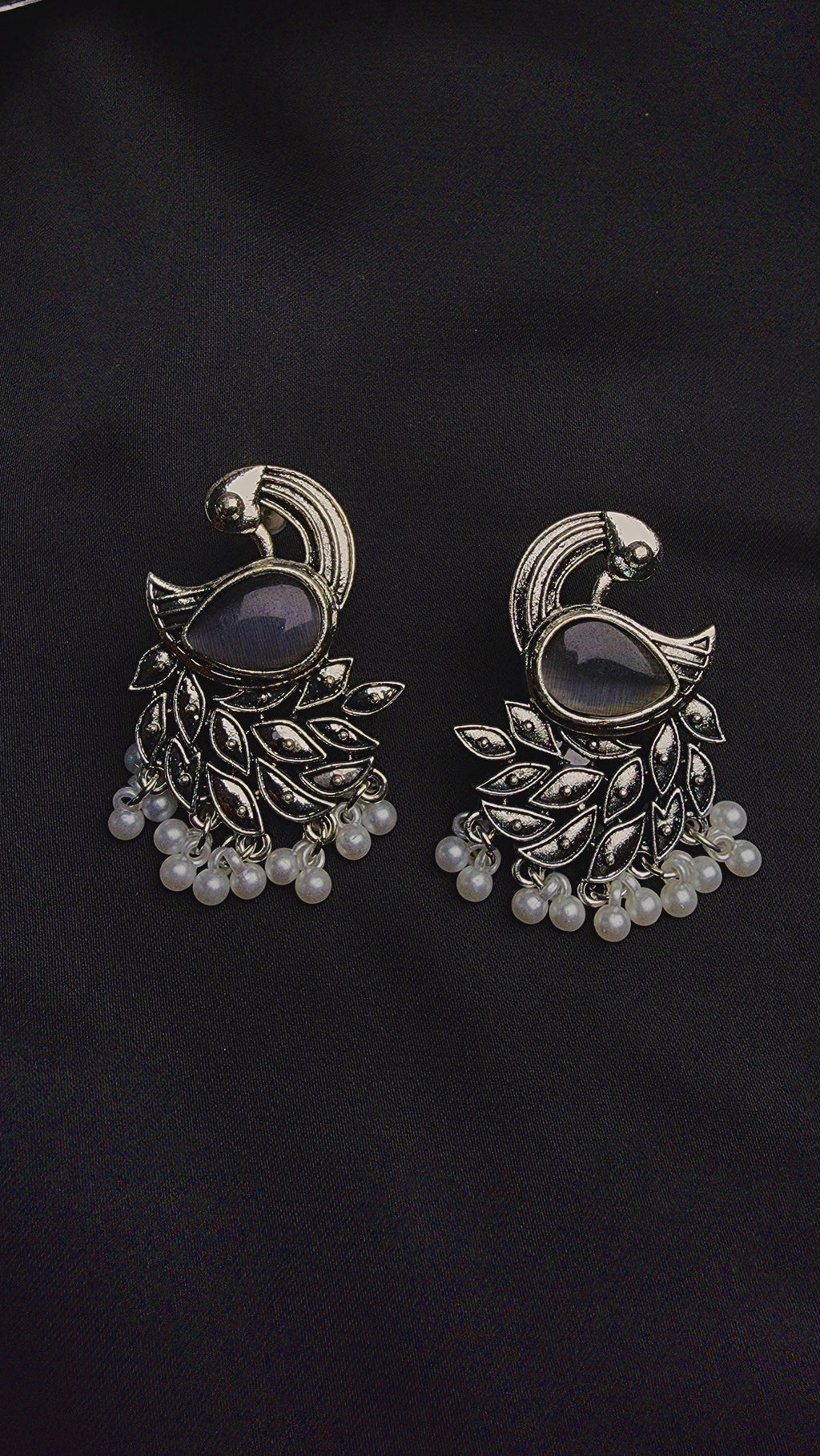 OXIDIZED PEACOCK MULTI POLKI AND PEARL