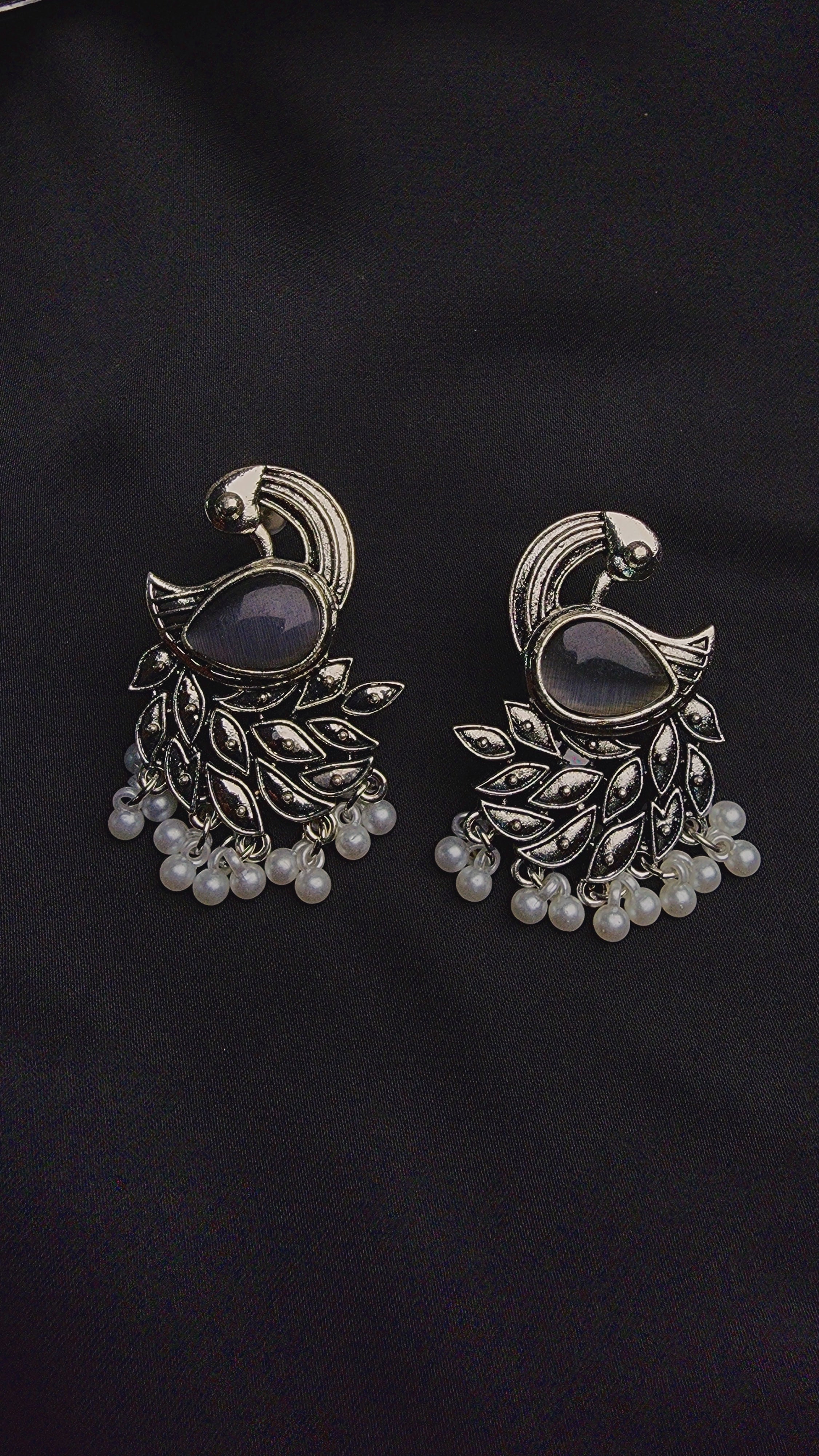 OXIDIZED PEACOCK MULTI POLKI AND PEARL