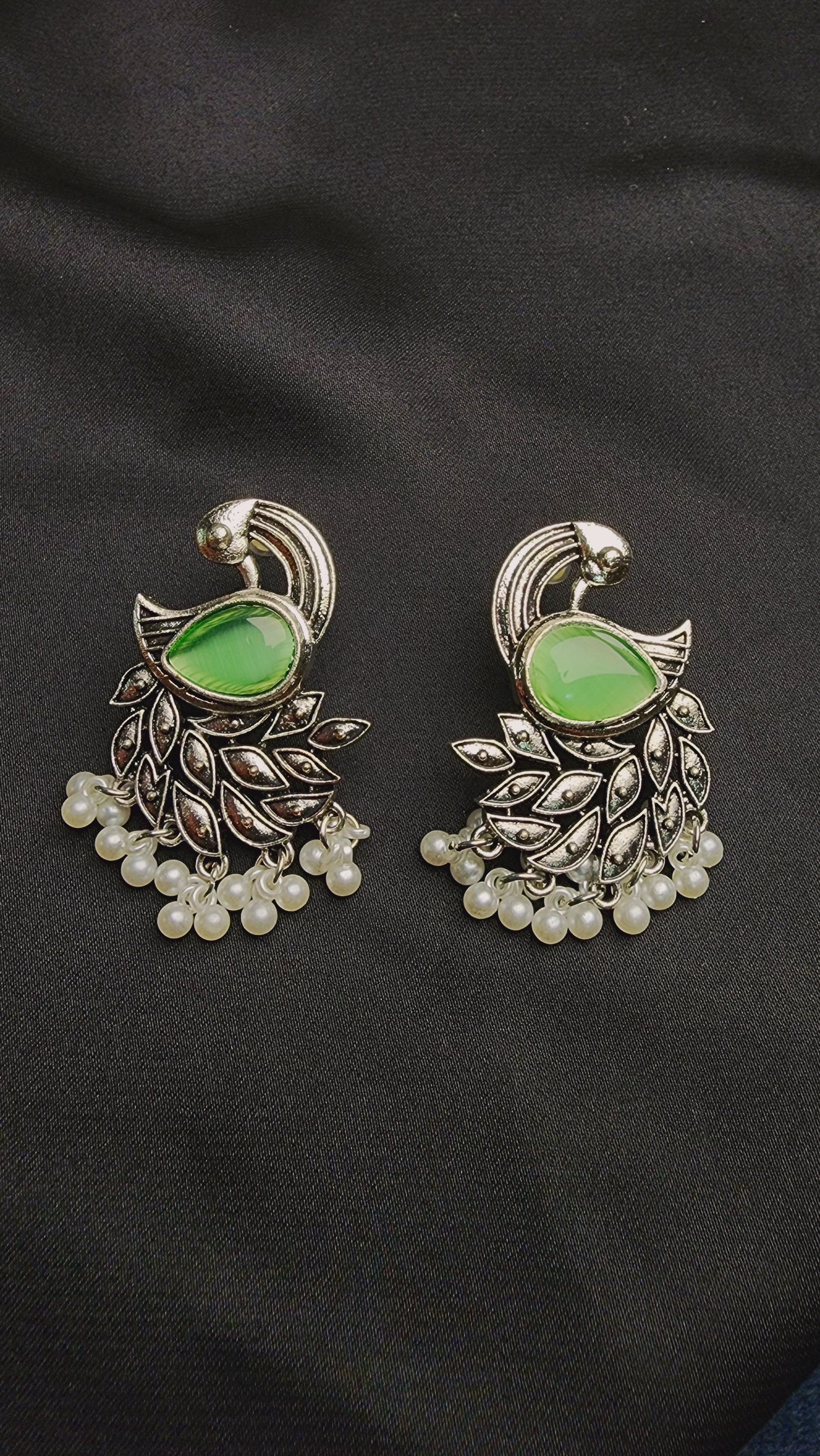 OXIDIZED PEACOCK MULTI POLKI AND PEARL