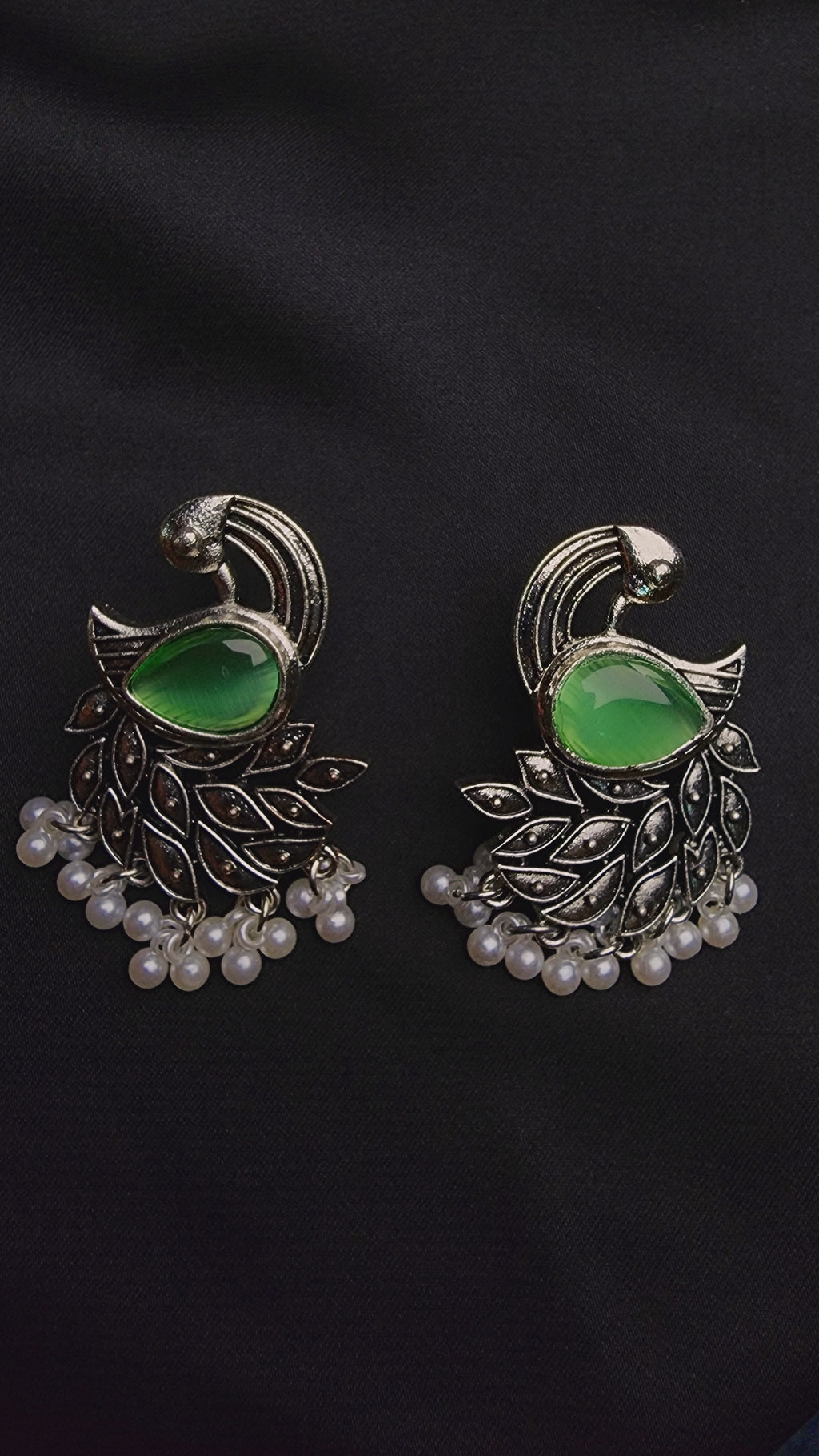 OXIDIZED PEACOCK MULTI POLKI AND PEARL