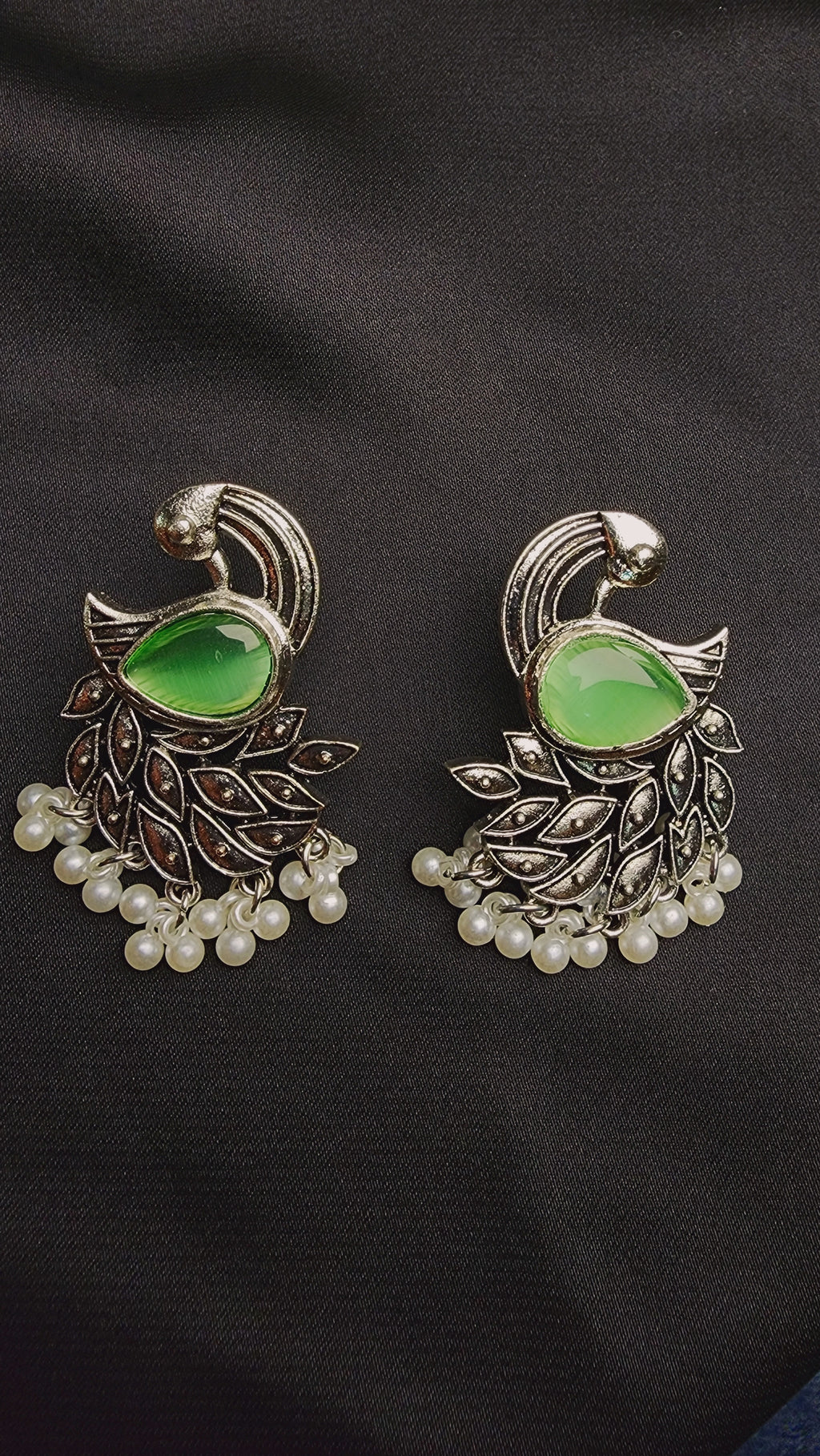 OXIDIZED PEACOCK MULTI POLKI AND PEARL