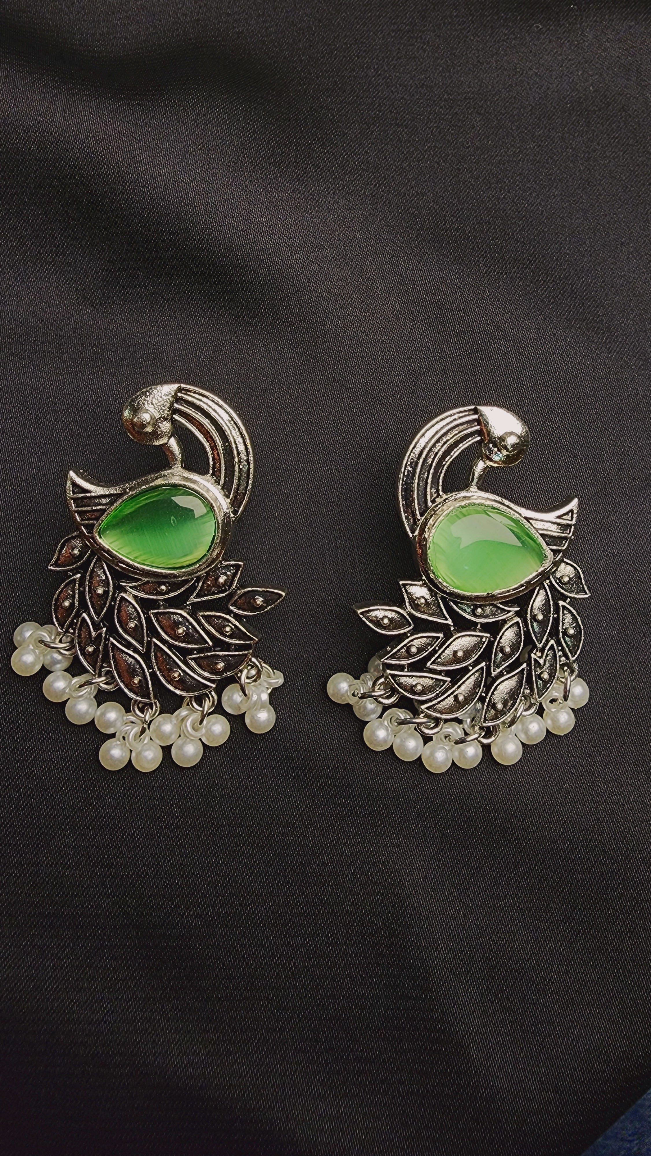 OXIDIZED PEACOCK MULTI POLKI AND PEARL