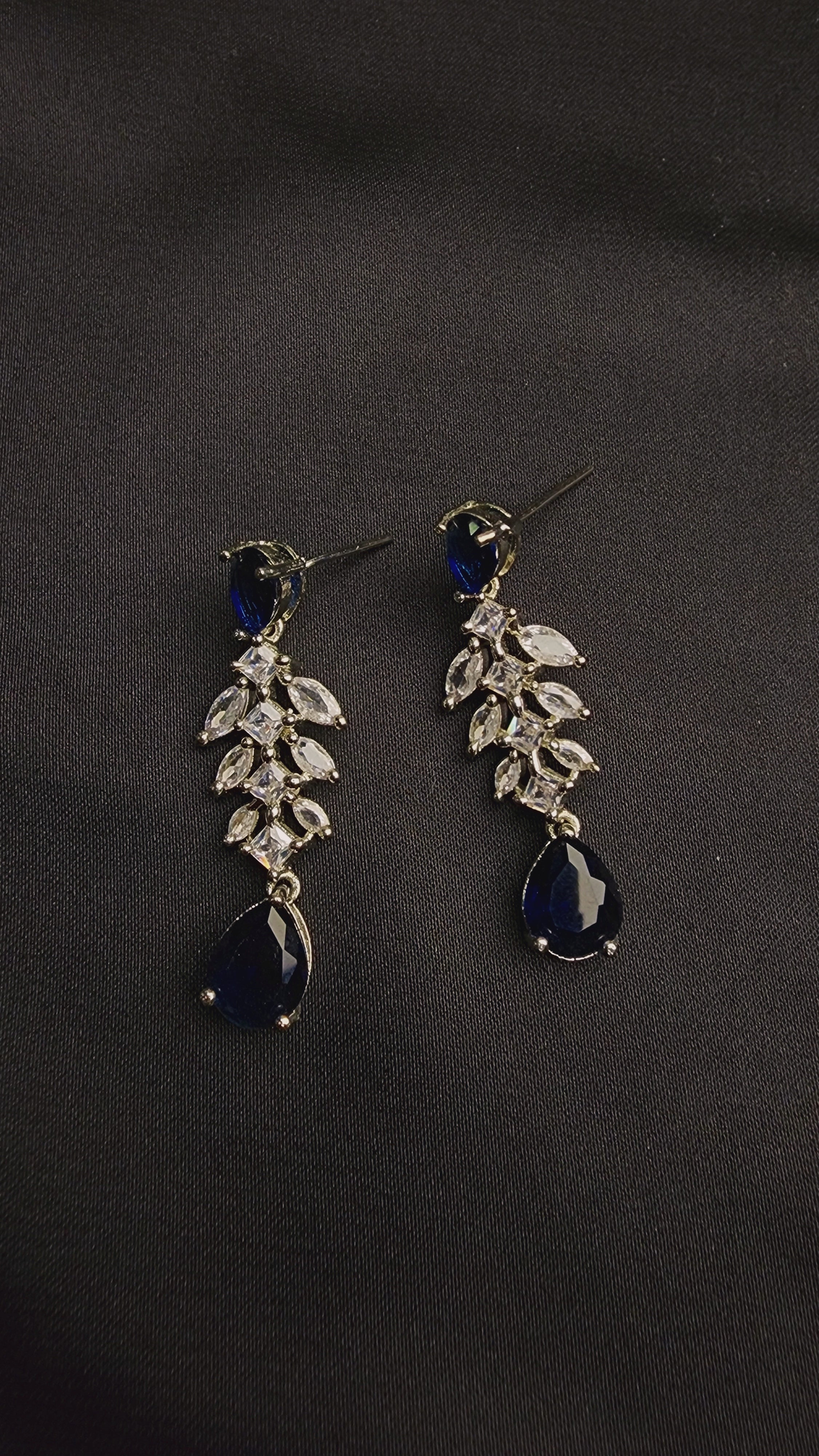 cascade of shimmering, marquise-cut cubic zirconia stones