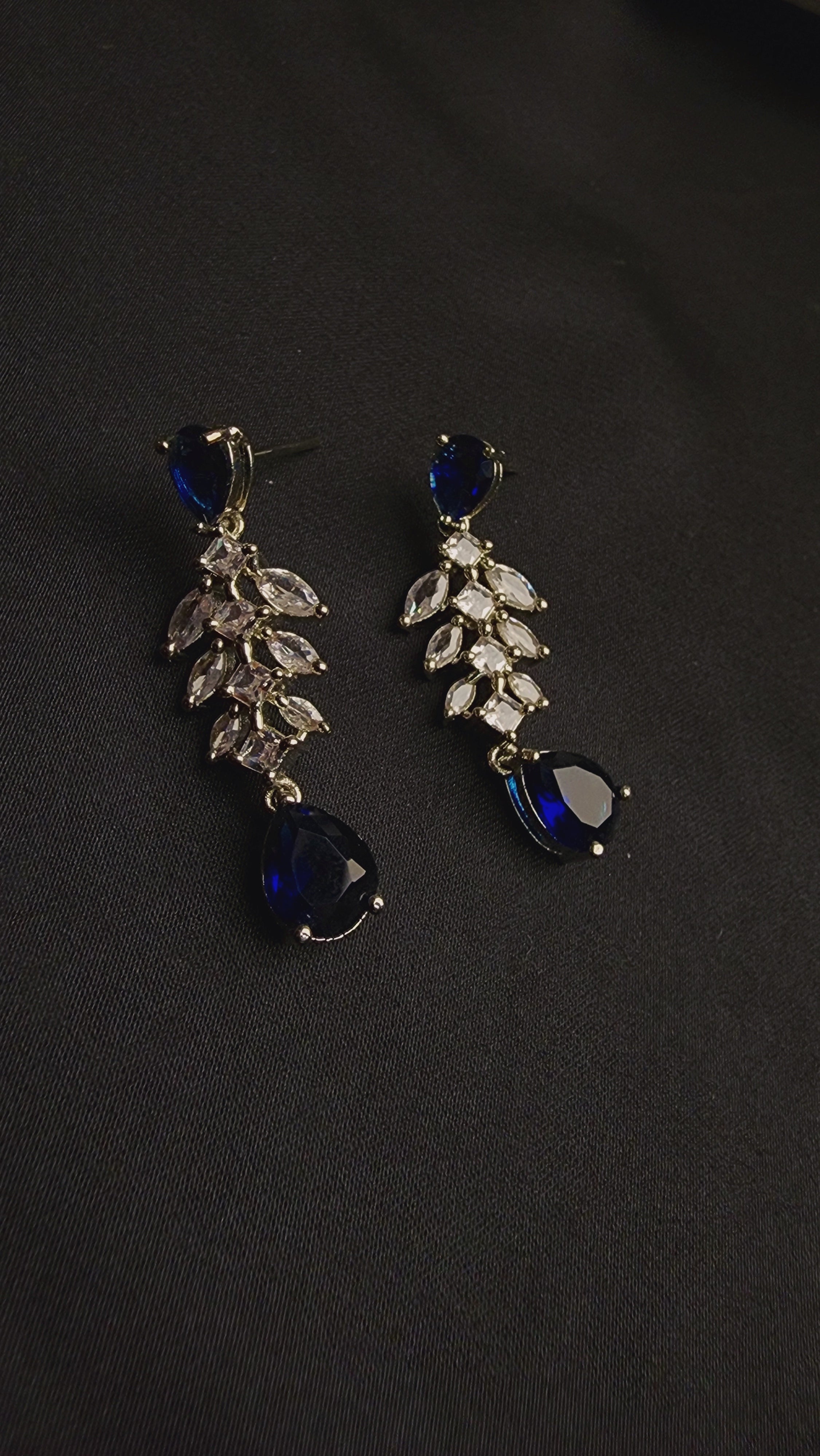 cascade of shimmering, marquise-cut cubic zirconia stones