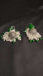 OXIDIZED JHUMKA ELEGANT RED AND GREEN COLORS