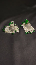 OXIDIZED JHUMKA ELEGANT RED AND GREEN COLORS