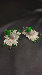 OXIDIZED JHUMKA ELEGANT RED AND GREEN COLORS
