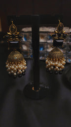 GOLD JHUMKA WITH PEARLS