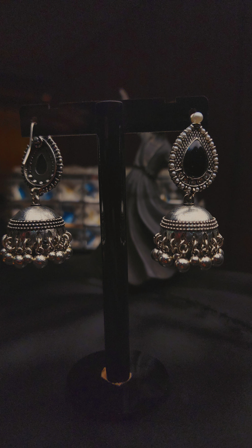 SILVER OXIDIZED JHUMKA