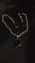RUBY and crystal jewelry set.