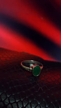 SILVER RING OVAL GREEN STONE