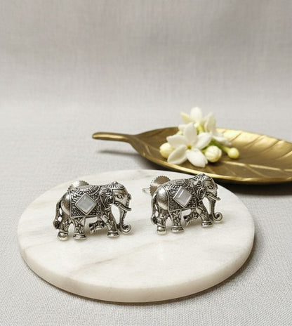 Mahroosh-Silver Elephant Stud Earing