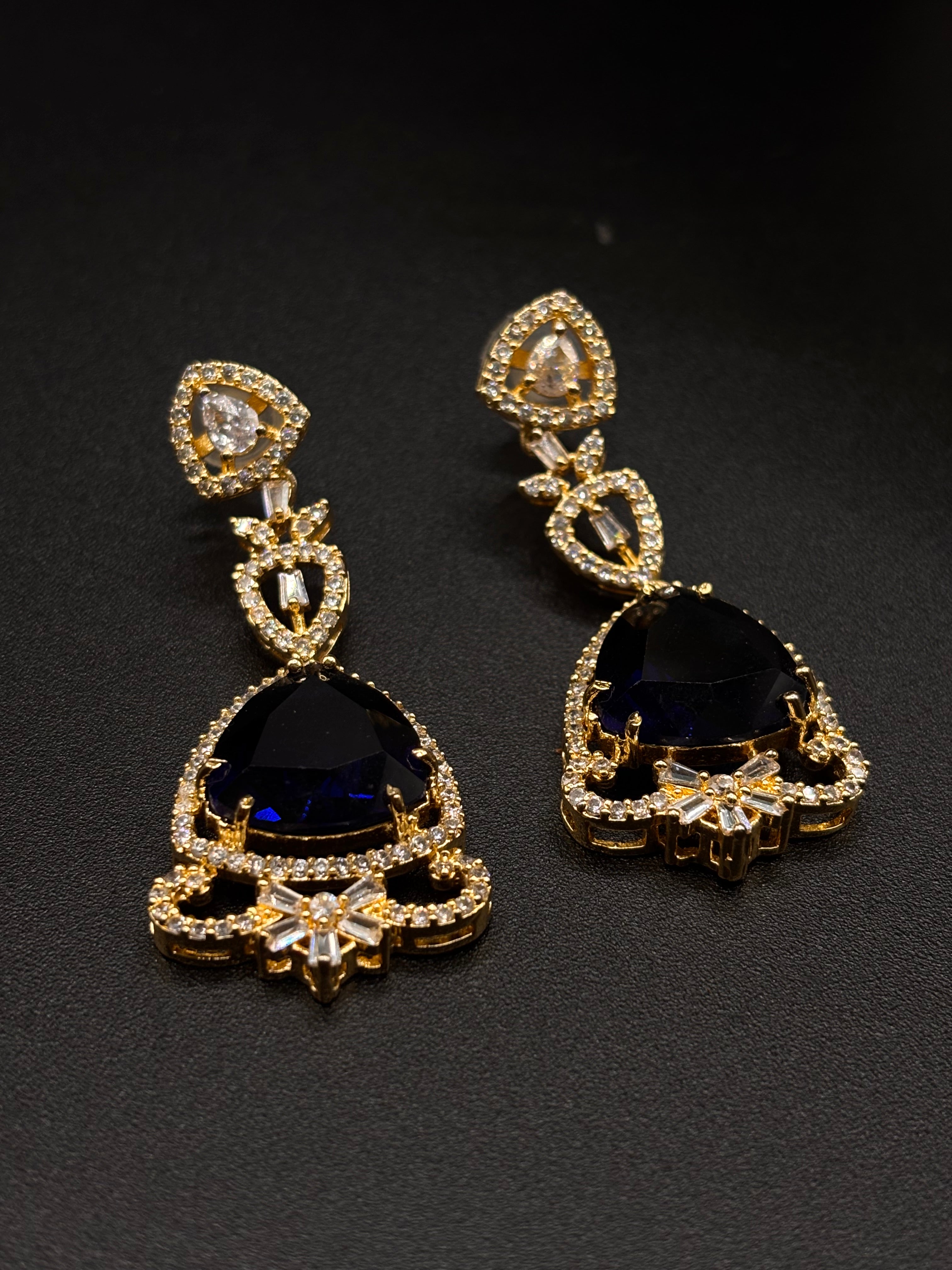 Breathtaking sapphire and AMERICAN diamond earrings