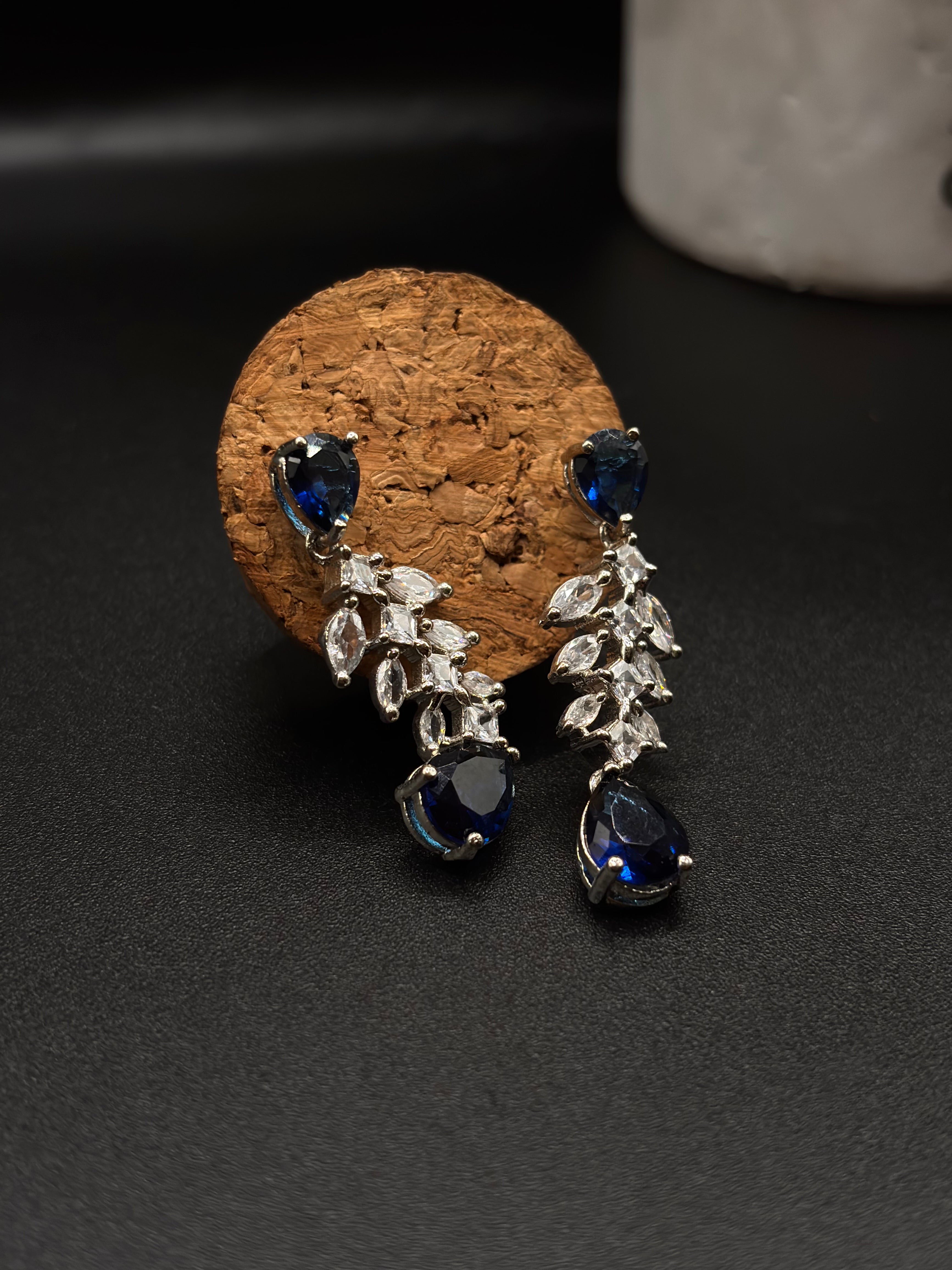 cascade of shimmering, marquise-cut cubic zirconia stones