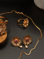 BLOSSON STYLE 1 KT PENDENT WITH BRACELET EAR RING AND FINGER RING SET
