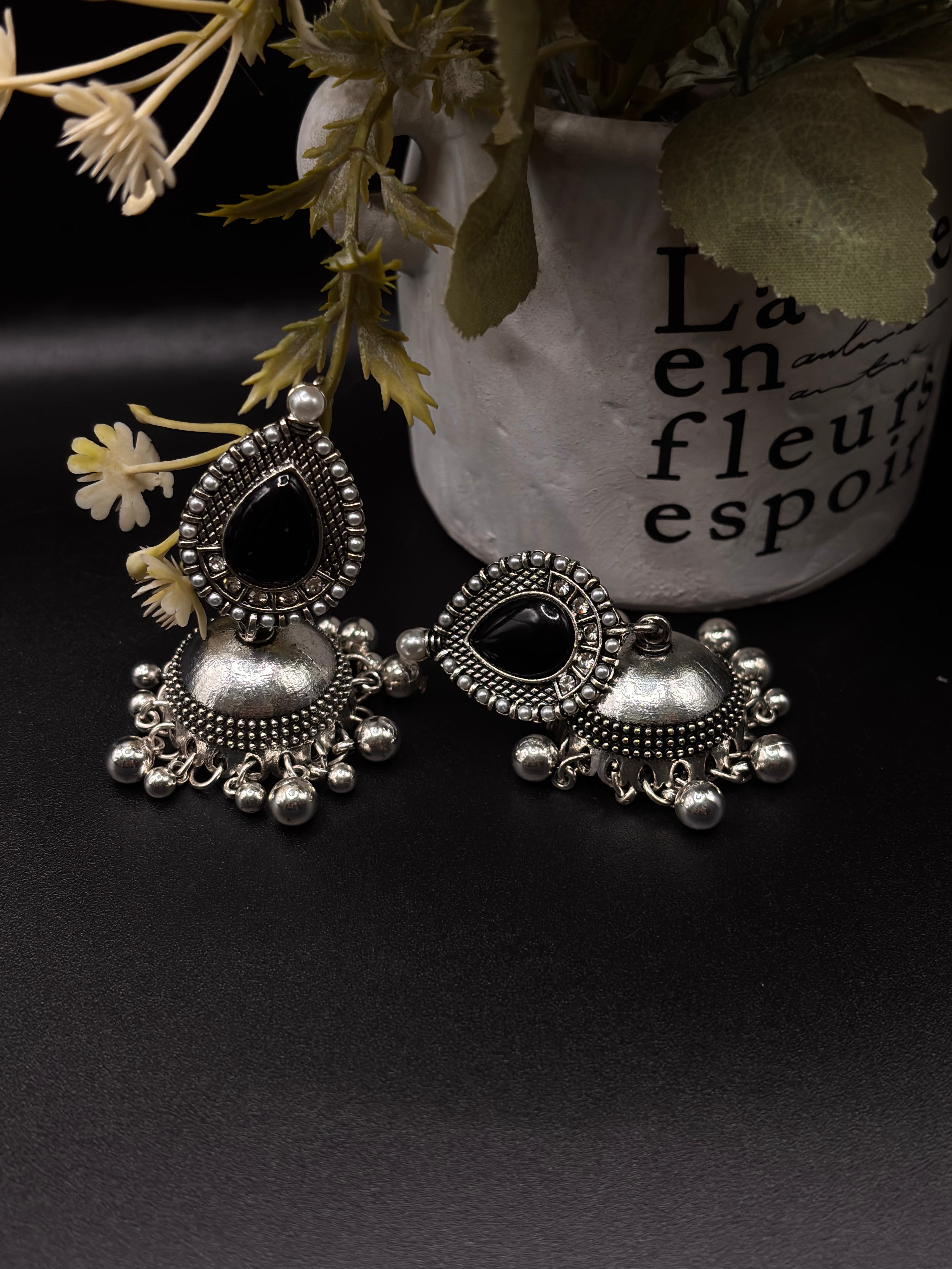 SILVER OXIDIZED JHUMKA