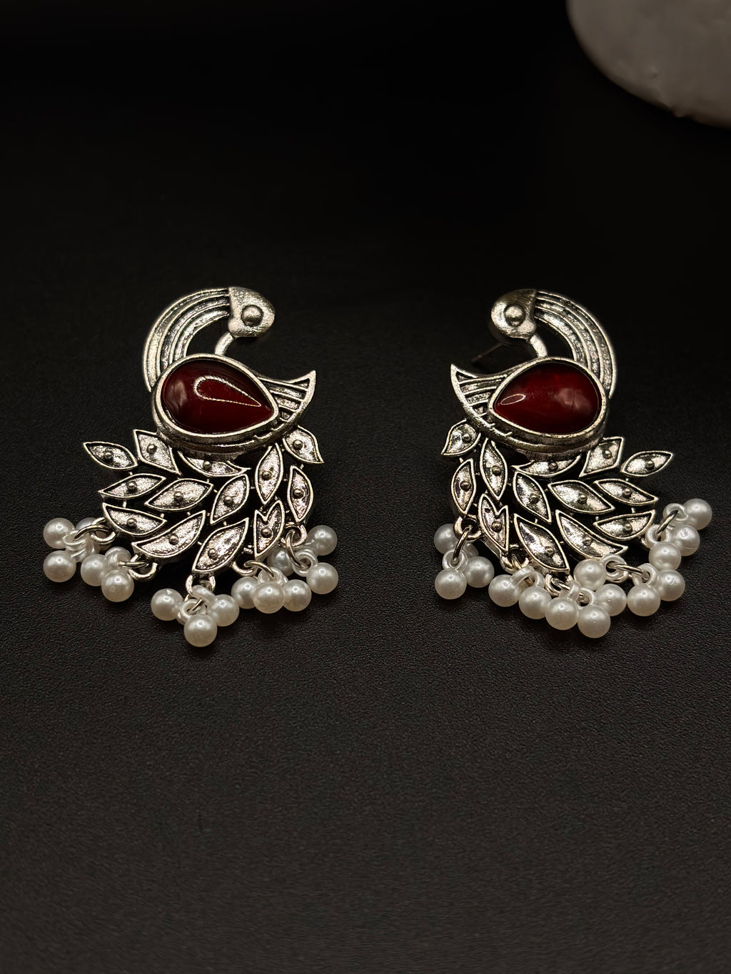 OXIDIZED PEACOCK MULTI POLKI AND PEARL