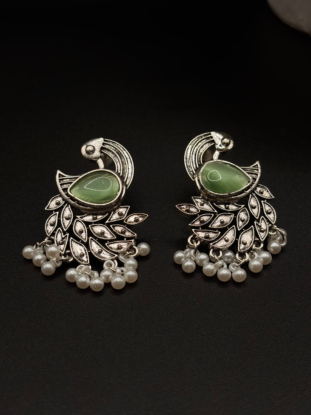 OXIDIZED PEACOCK MULTI POLKI AND PEARL