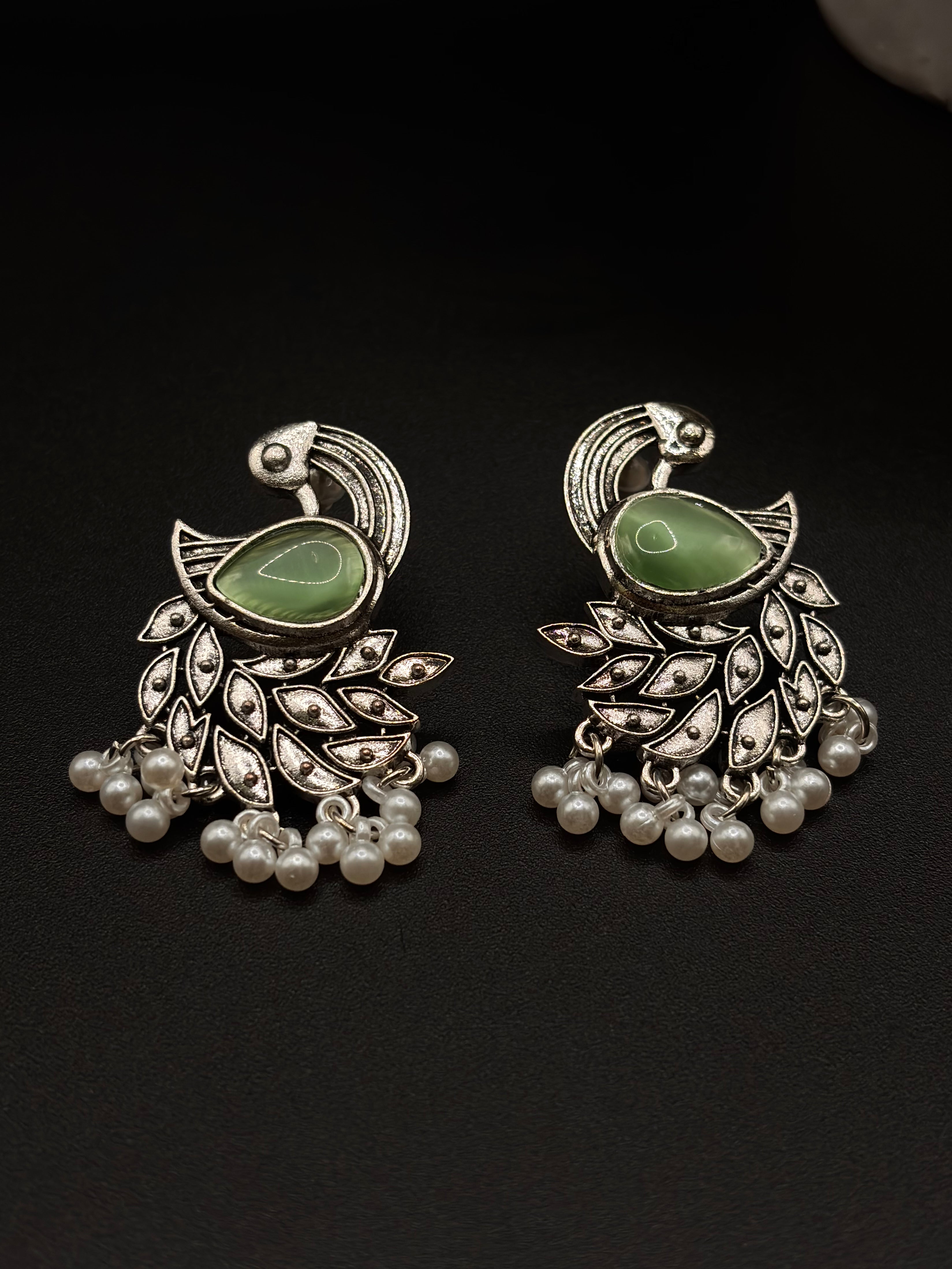 OXIDIZED PEACOCK MULTI POLKI AND PEARL