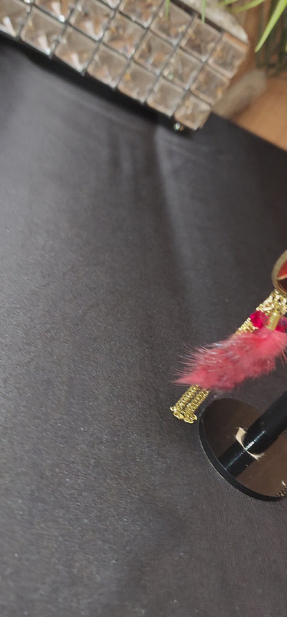 RED ZIRCON WITH LONG CHAIN EARRINGS