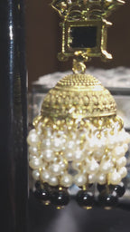 GOLD JHUMKA WITH PEARLS