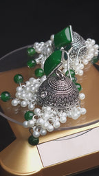 OXIDIZED JHUMKA ELEGANT RED AND GREEN COLORS
