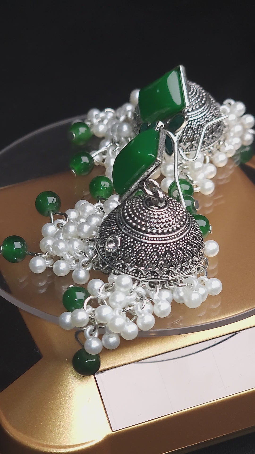 OXIDIZED JHUMKA ELEGANT RED AND GREEN COLORS